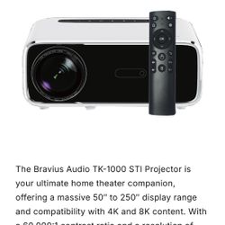 Bravuis 8k Projector With Motorized Screen