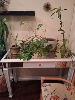 Wood table with Mirror on Top