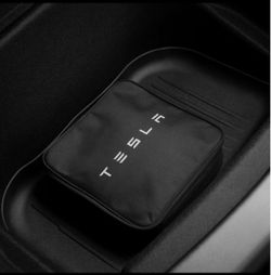 Tesla Black Zippered Storage Pouch Bag