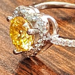 Yellow Moissanite Heart Shaped Diamond Ring 