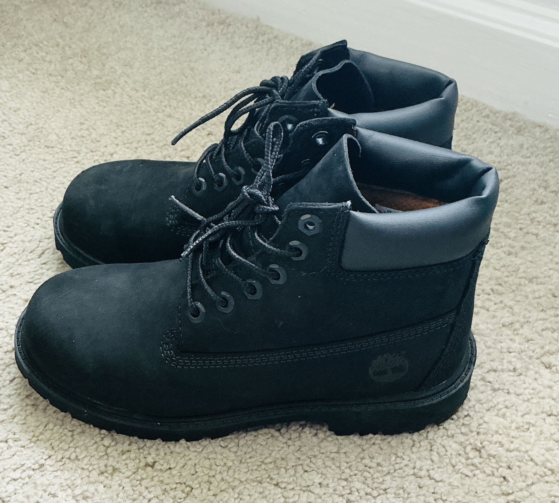 Timberland 6" Waterproof Boots Black Nubuck Youth's Jeunes Size 3 M Like NEW