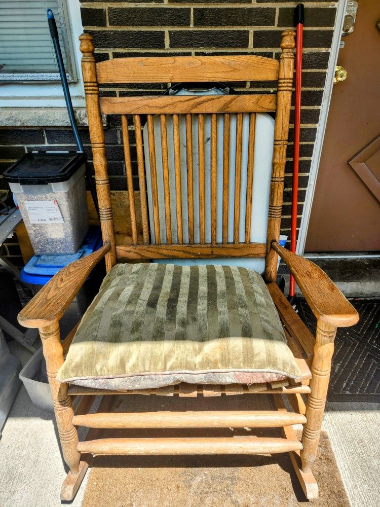 Extra Wide SOLID OAK Rocking Chair From Cracker Barrel