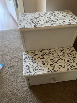 Step stool with drawer.
