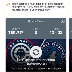 12 Clippers Tickets Terrace 17 