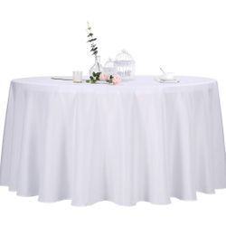 2  Banquet round tablecloths, white, 132"