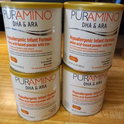 PURAMINO infant Formula Powder 14 1 Oz Cans. Lot Of 4.