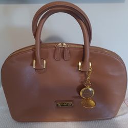 NEW Joy & Iman Brown Leather Handbag Pocket Watch Purse Satchel