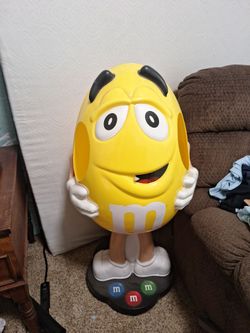Large 4 Ft Yellow M&M's Candy Dispenser Display on Rollers