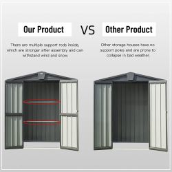 Outdoor Storage Shed 6.5'x 4.2', Metal Garden Shed for Bike, Trash Can, Tools, Lawn Mowers,Galvanized Steel Outdoor Storage Cabinet with Lockable Door