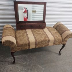 Vintage Upholstered Armed Bench
