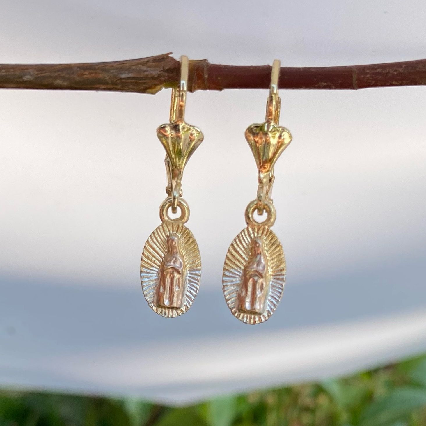 Dainty Virgin of Guadalupe Earrings Gold Plated Oro laminado Aretes Virgen  for Sale in Culver City, CA - OfferUp