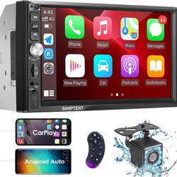 Double Din Car Stereo Radio Compatible with Apple Carplay and Android Auto, 7-Inch HD Touchscreen with Voice Control, Mirror Link, Backup Camera, Stee