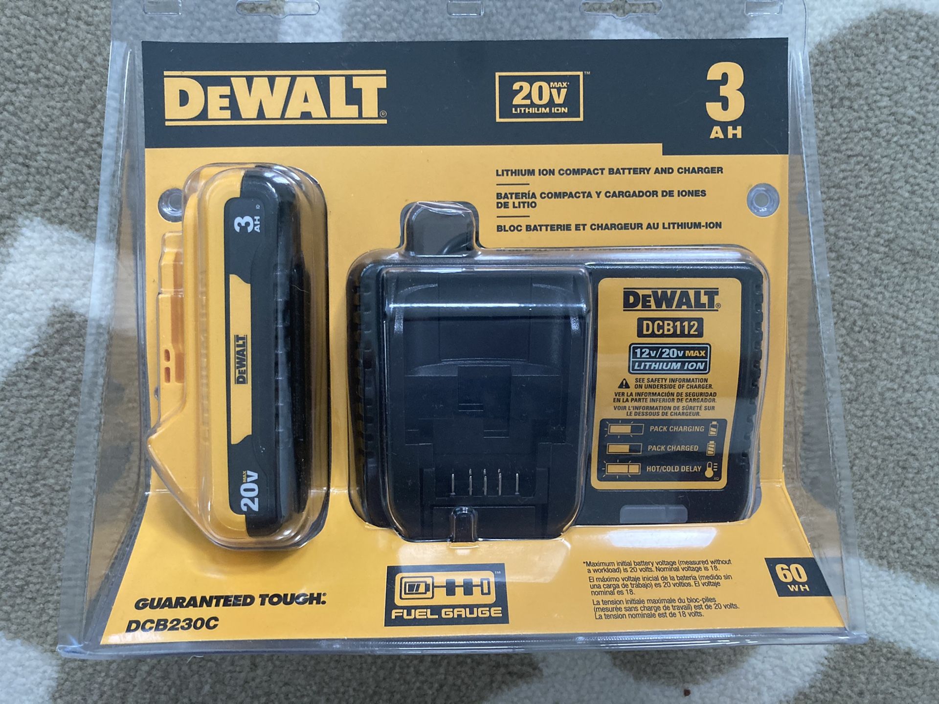 Brand new DeWalt 3Ah 20V battery and charger.