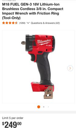 Milwaukee M18 FUEL 3/8 IMPACT (tool-only)