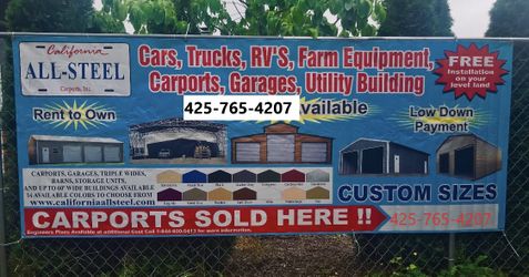 Carports /garages/storage -delivered and installed