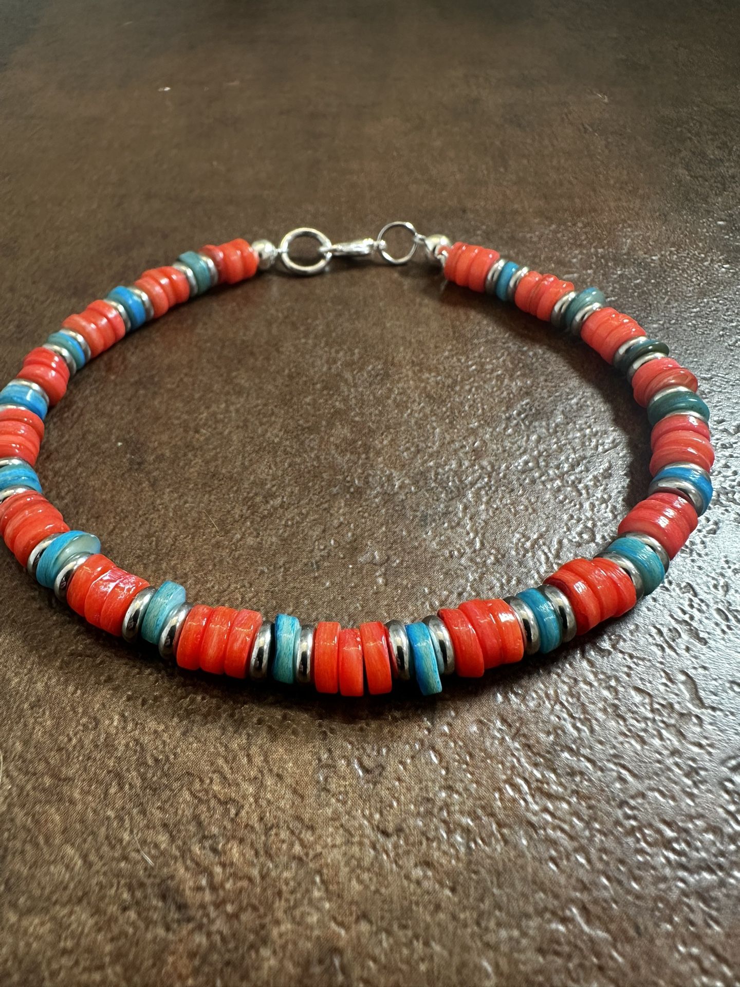 Orange and Blue Beaded Bracelet