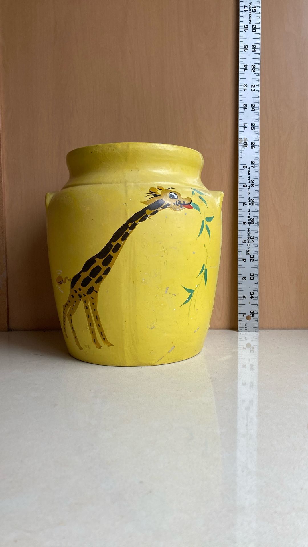 Vintage Genuine Ransburg Indianapolis Handpainted Giraffe Pottery Jar