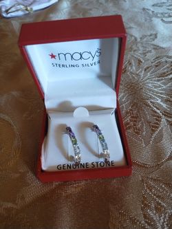Never Worn Stone Curved Colorful Earrings