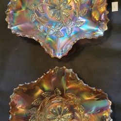 Pair of Carnival - Dugan Cosmos Deep Amethyst Glass Bowls - Holmdel NJ 

