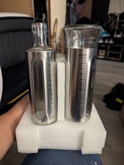 Stainless Steel Glass Oil Dispenser Bottles Set of 4