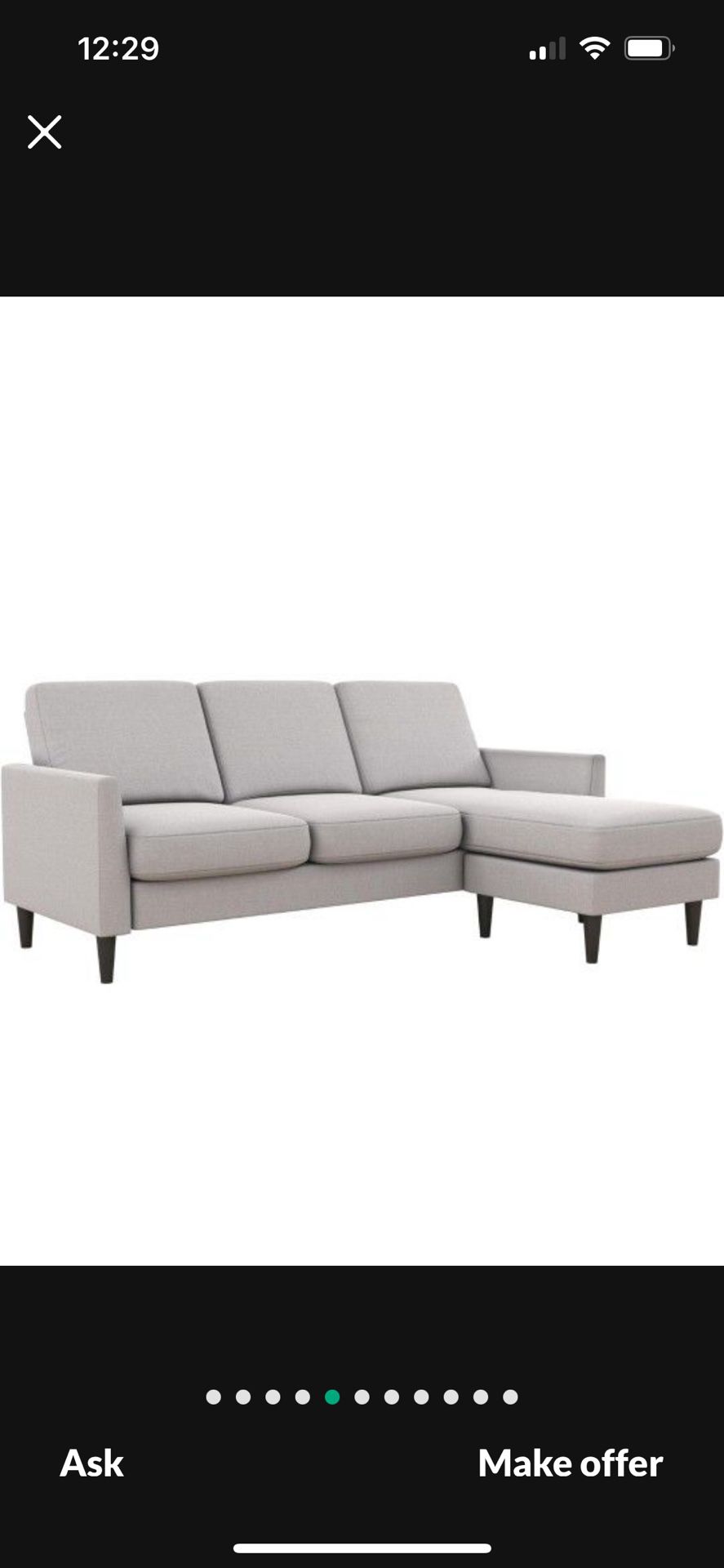 3 Seat Sectional Light Grey