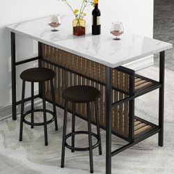 Dining Table With Shelf’s And With 2 Chairs 