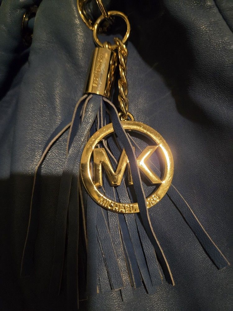 Micheal Kors Blue Leather Shoulder Bag Large