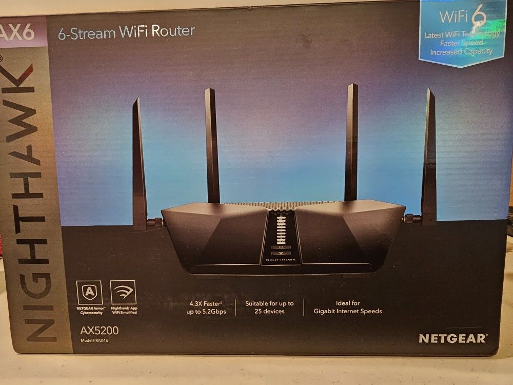 Netgear Nighthawk 6 Stream AX5200 RAX48 WiFi 6 Router Brand New Router