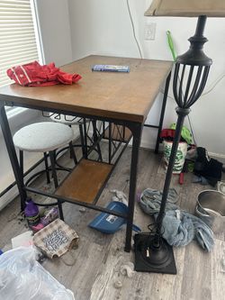 Kitchen Table With Glass Rack Mounts Underneath