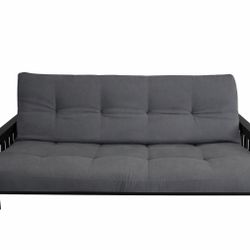 Full Size Futon w/ Innerspring Mattress – Solid Wood Frame – Gray