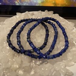 Natural Lapis Lazuli Bamboo Cut Bracelet Set