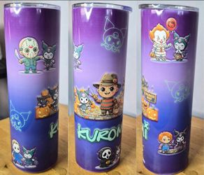 Kuromi & Horror Movie Villain sublimation design on a 30oz Tumbler.