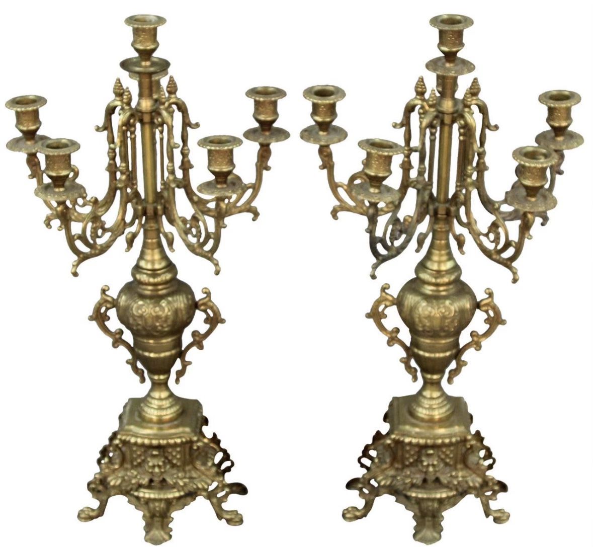 Set Of two - Brevettato brass candelabra. 5 Candle arms