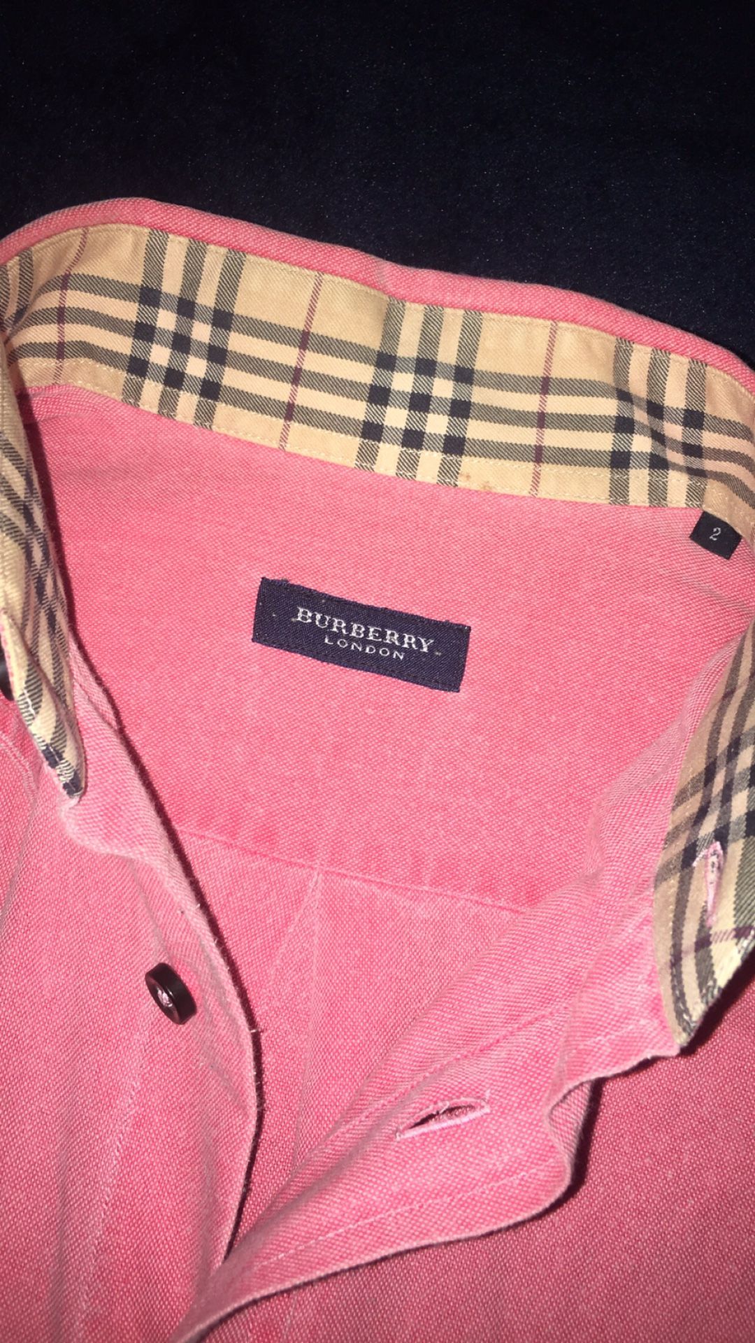 Men’s Burberry London Shirt Mens Large Red/Pink