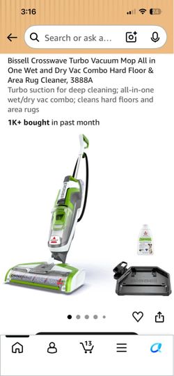 Vacuum Mop All in One Wet and Dry Vac Combo Hard Floor & Area Rug Cleaner