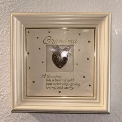 Grandma Angel Heart Wooden Plaque 3D Framed Great Gift for Grandma Decor 6x6”