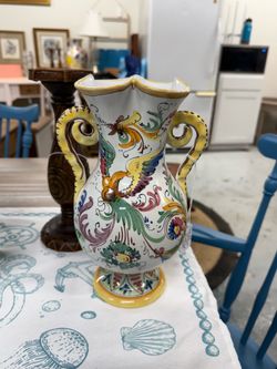 Vintage Italian Doretta Style Art Pottery Vase