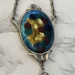 Vintage Foil Enamel Necklace Signed by Celebrity