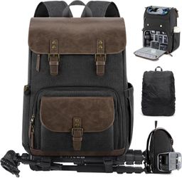 Camera Bag Professional for DSLR/SLR Mirrorless Waterproof 15.6 Inch Laptop Photography Backpack with Side Access Rain Cover Tripod Holder Large Anti-
