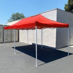 $200 (New) Heavy-duty 10x20 ft outdoor ez pop up canopy party tent instant shades w/ carry bag (black, red) 