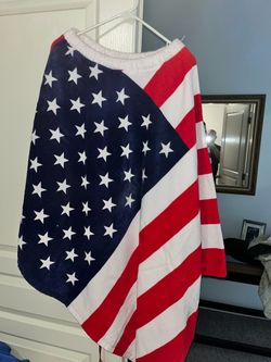 American Flag Print Wearable Blanket Cape