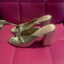 Loeffler Randall Gold Leather Sandals Size 9.5