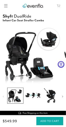 Evenflo Shyft DualRide Travel System with Carryall Storage - Boone Gray: Metal Frame, 30 lb Weight