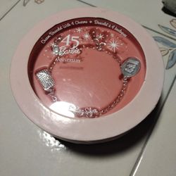 NIB Sterling Silver 45th Anniversary Barbie Charm Bracelet 