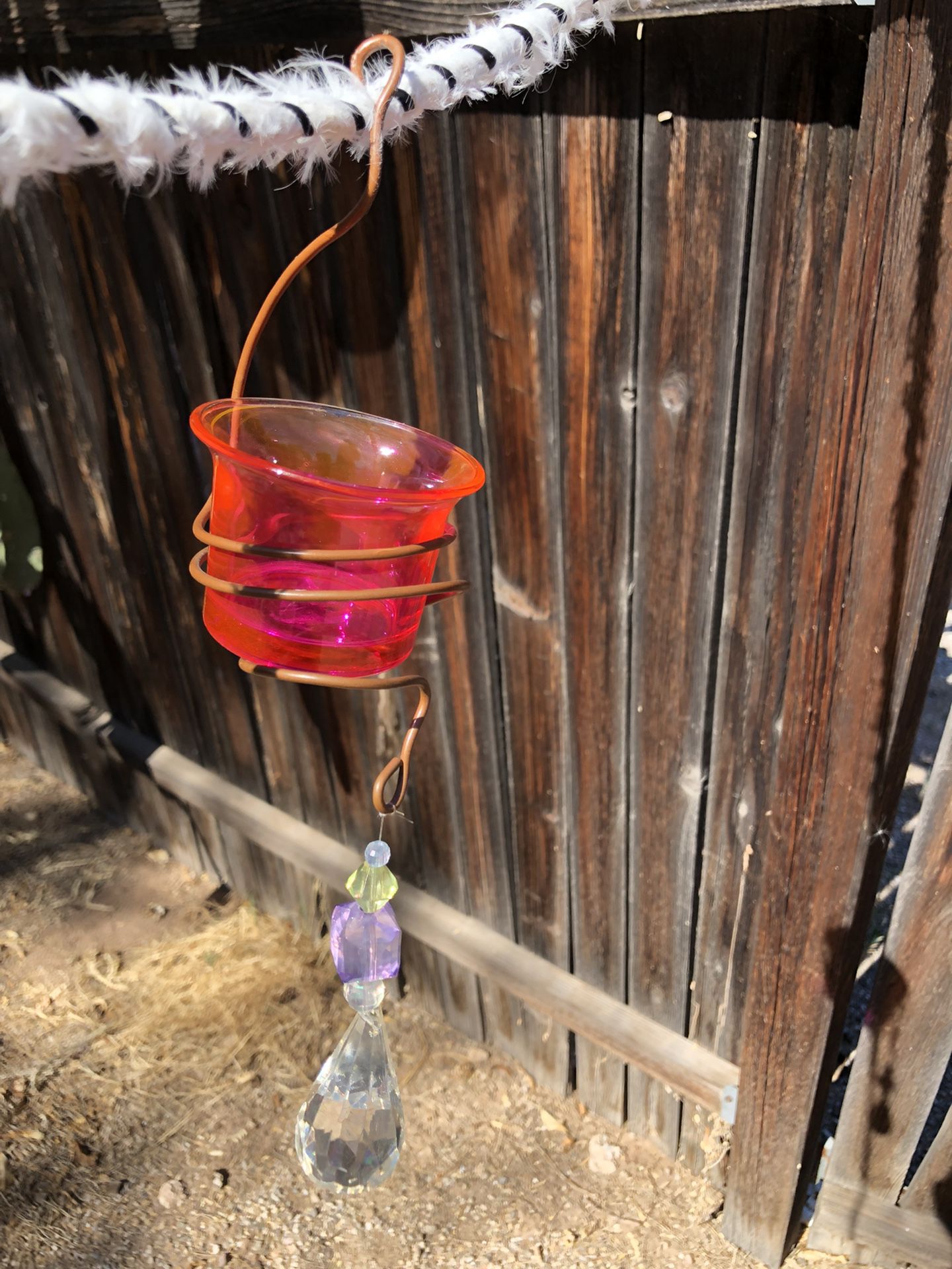  PINK GLASS FLOWER POT OR CANDLE HOLDER