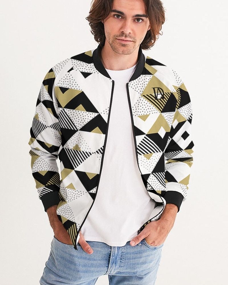 DeMarcus Alexan Black Gold Blocks Men's Bomber Jacket