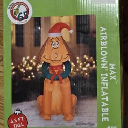 Dr. Seuss Max Inflatable With Wreath Airblown 4.5 FT Tall LED Lights 