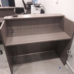 Gray Reception Desk. Also In White In Espresso In Other Finishes