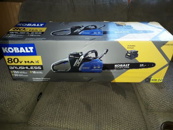 New Kobalt 80 Volt Cordless 18/" Chainsaw with 80V Battery /& Charger