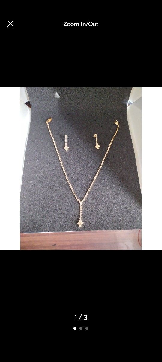 Costume Cross Rhinestone Choker Necklace with Dangling Earrings